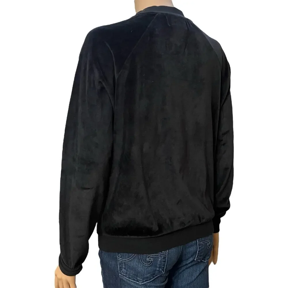 Wildfox White Label Logo Embroidered Velour Sweatshirt Small Black Gold Rare - Picture 3 of 6